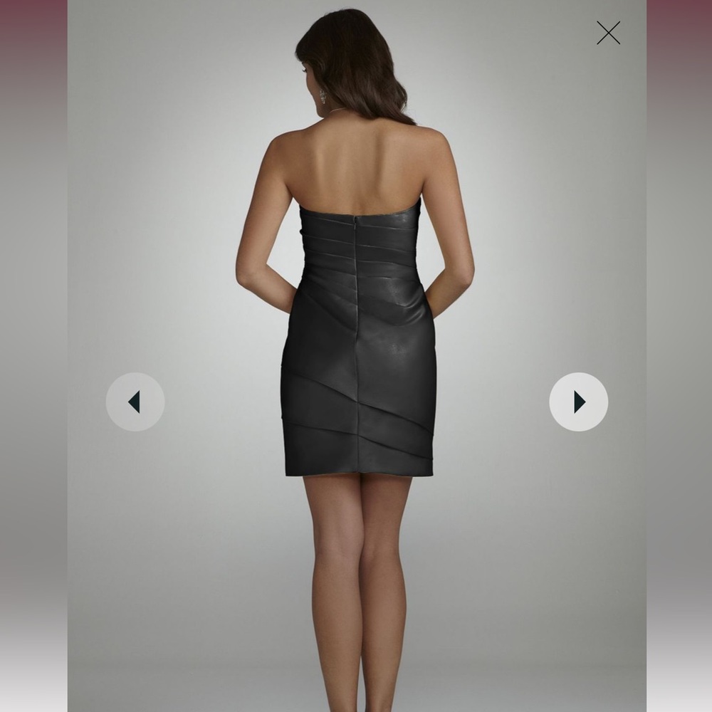 NWT David’s Bridal Short Pleated Satin Strapless Dress Marine Size 8 - Picture 5 of 10